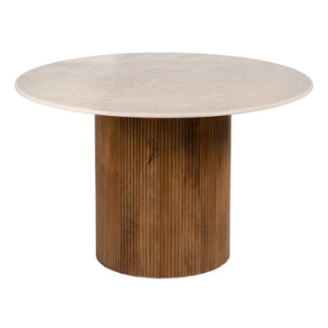 Table à manger Naturel- Crème Marmol/Bois 120x120x74cm