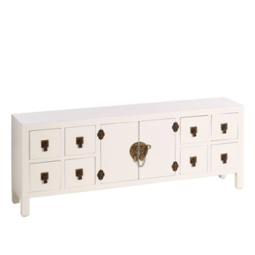 Buffet 8 Tiroirs Blanc 130x24x50,50cm