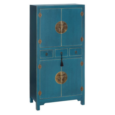 Commode Bleu Mdf - Oriente 63x33x131cm