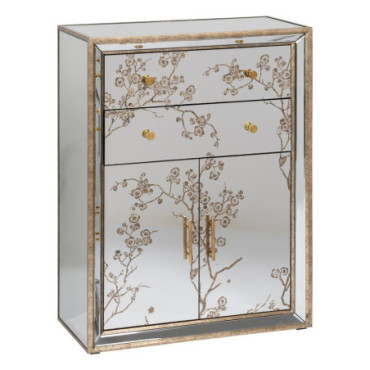 Commode Miroir Dm Bois - Verre 80x40x108cm