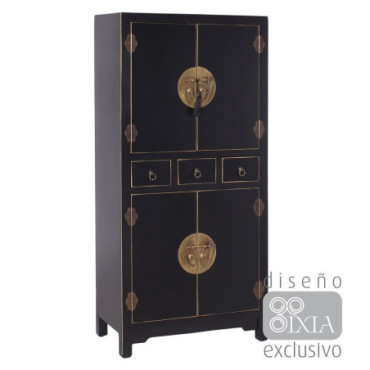 Commode Noir 63x33x131cm