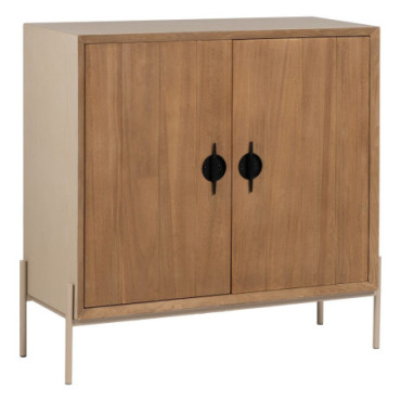 Commode Blanc - Naturel Bois - Métal 100x40x98,50cm