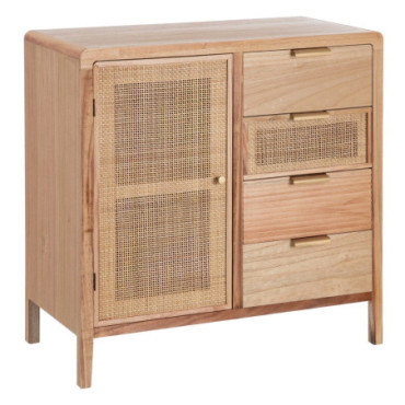 Commode Naturel Bois - Rattan Entrée 80x40x82cm