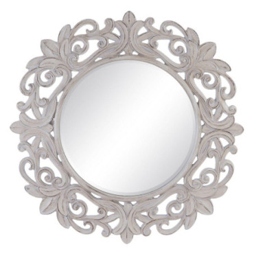 Miroir Blanc Cassé Pu/Verre Décoration 122,70x4,80x122,7