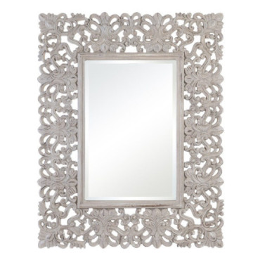 Miroir Blanc Cassé Pu/Verre Décoration 98x3x124cm