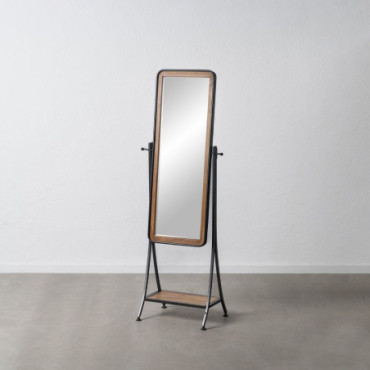 Miroir Naturel - Noir Métal - Bois 62x42x174cm