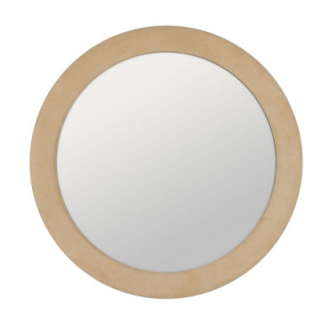 Miroir Rond Beige Mdf - Tissu Décoration 100x4x100cm