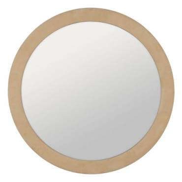 Miroir Rond Beige Mdf - Tissu Décoration 120x4x120cm