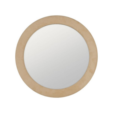 Miroir Rond Beige Mdf - Tissu Décoration 80x4x80cm