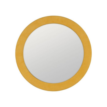 Miroir Rond Moutarde Mdf - Tissu 80x4x80cm