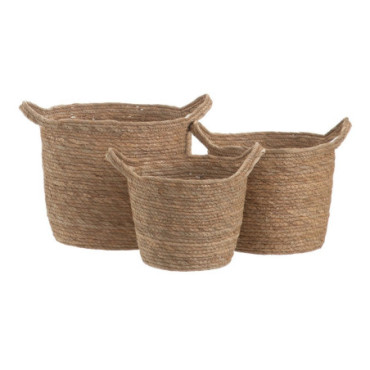 Panier Naturel Fibre Naturelle 33x33x26cm Set de 3