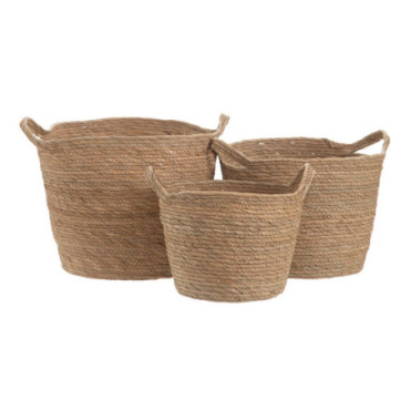 Panier Naturel Fibre Naturelle 33x33x38cm Set de 3