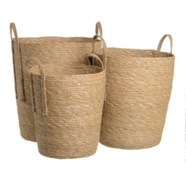 Panier Naturel Fibre Naturelle 42x42x48cm Set de 3