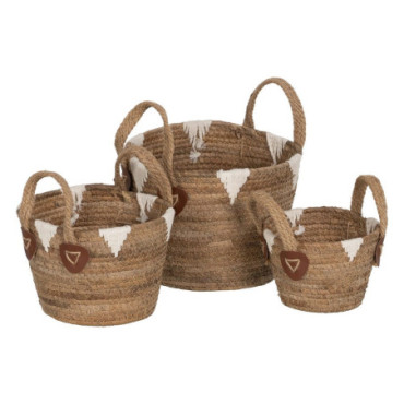 Paniers Naturel - Blanc 21x21x15cm Set de 3