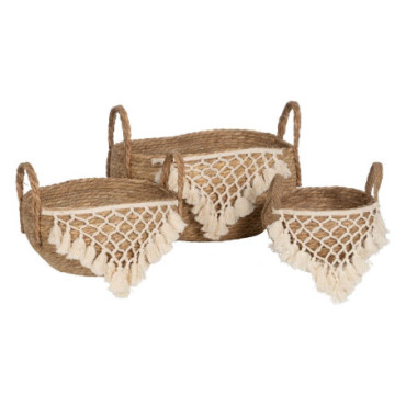 Paniers Naturel - Blanc 25x25x19cm Set de 3