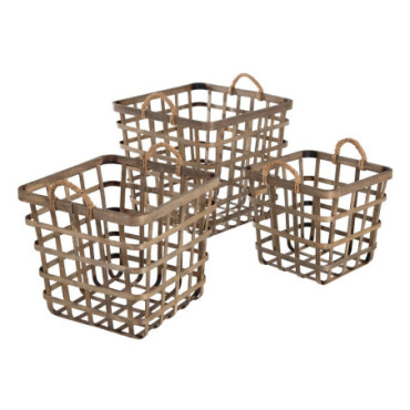 Paniers Naturel Bambou Décoration 42x42x37cm Set de 3