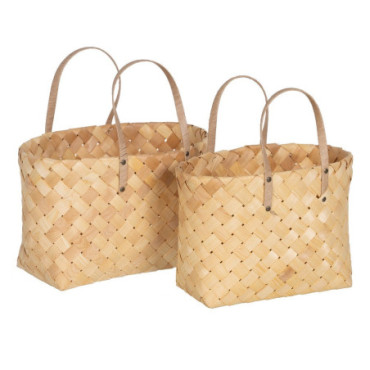 Paniers Naturel Bois Paulonia 50x22x28cm Set de 2