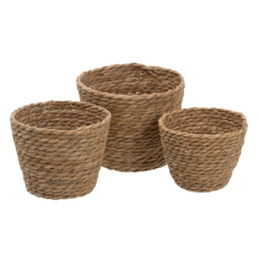 Paniers Naturel Fibre Naturelle 17x17x20cm Set de 3