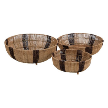 Paniers Naturel- Marron Jute 42x42x13cm Set de 3