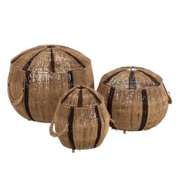 Paniers Naturel- Marron Jute 45x45x36cm Set de 3