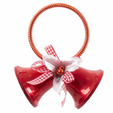 Pendentif 2 Cloches Rouge 12x6,50x14cm