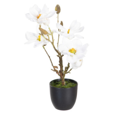 Plante Magnolia Blanc Artificiel 22x22x38cm