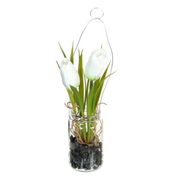 Plante Tulip Blanc Artificiel 7x7x24cm