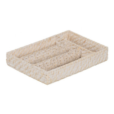 Plateau Couvert Blanc Fibre Naturelle 34x24x6cm