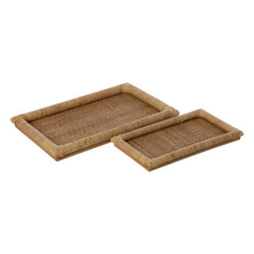 Plateau Naturel Rotin Décoration 47,50x30x4cm Set de 2