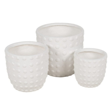 Pots Blanc Fibre De Magnésium 37x37x35,50cm Set de 3