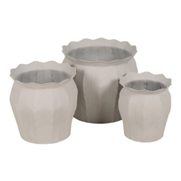 Pots Blanc Métal Décoration 25x25x28cm Set de 3