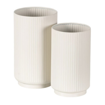 Pots Crème Métal Décoration 16,50x16,50x28cm Set de 2