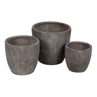 Pots Gris Fibre De Magnésium 37x37x35cm Set de 3