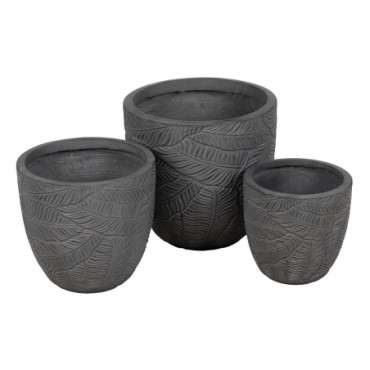 Pots Gris Fibre De Magnésium 37x37x35cm Set de 3