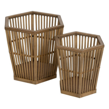 Pots Naturel Bambou Décoration 39x34,50x35cm Set de 2