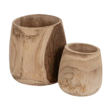 Pots Naturel Bois Paulonia 38x45x45cm Set de 2