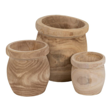 Pots Naturel Bois Paulonia 43x43x44cm Set de 3