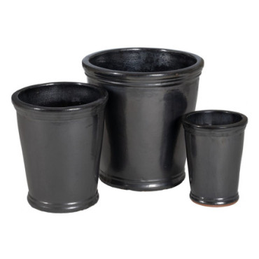 Pots Noir Argent Céramique 46x46x47cm Set de 3