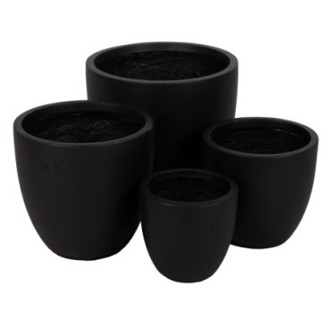 Pots Noir Fibre De Magnésium 44x44x41,50cm Set de 4