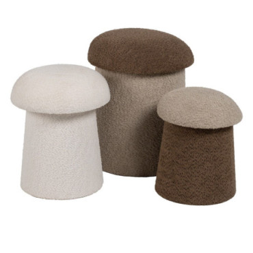 Pouf Beige - Brun Étoffe 40x40x48cm Set de 2