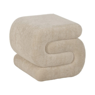 Pouf Beige Étoffe Salon 51x47x45cm