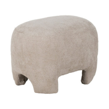 Pouf Beige Étoffe Salon 53x41x38cm