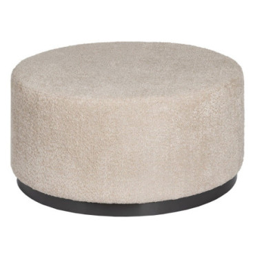 Pouf Beige Tissu - Métal Salon 80x80x41cm