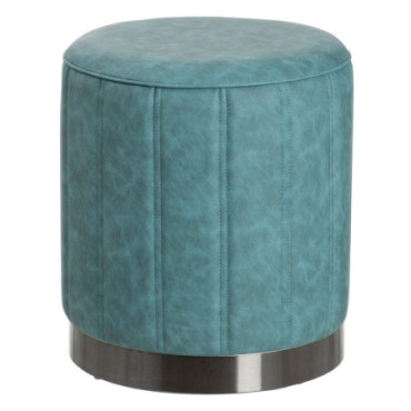 Pouf Bleu Force Mdf - Imitation Cuir 38x38x42cm