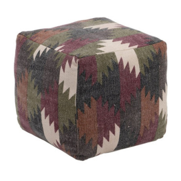 Pouf Bordeaux - Vert Étoffe Décoration 45x45x45cm