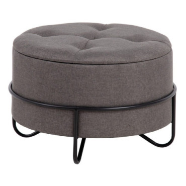 Pouf Gris Foncé Tissu - Métal Décoration 63x63x41cm