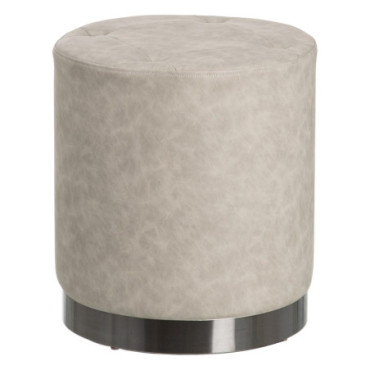 Pouf Gris Mdf - Imitation Cuir Décoration 38x38x42cm