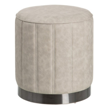 Pouf Gris Mdf - Imitation Cuir Décoration 38x38x42cm