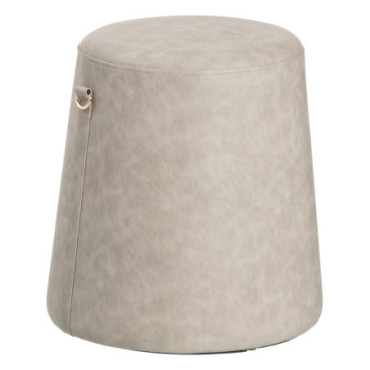 Pouf Gris Mdf - Imitation Cuir Décoration 41x41x42cm