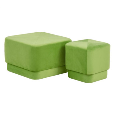 Pouf Velours Vert Bois / Tissu 60x60x40cm